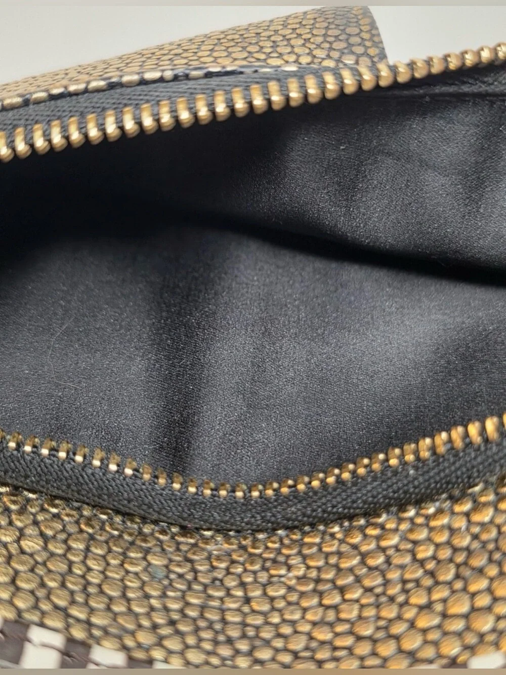 Henri Bendel PROJECT REPAIR PIECE Metallic Gold Embossed Pebbled Leather Wallet